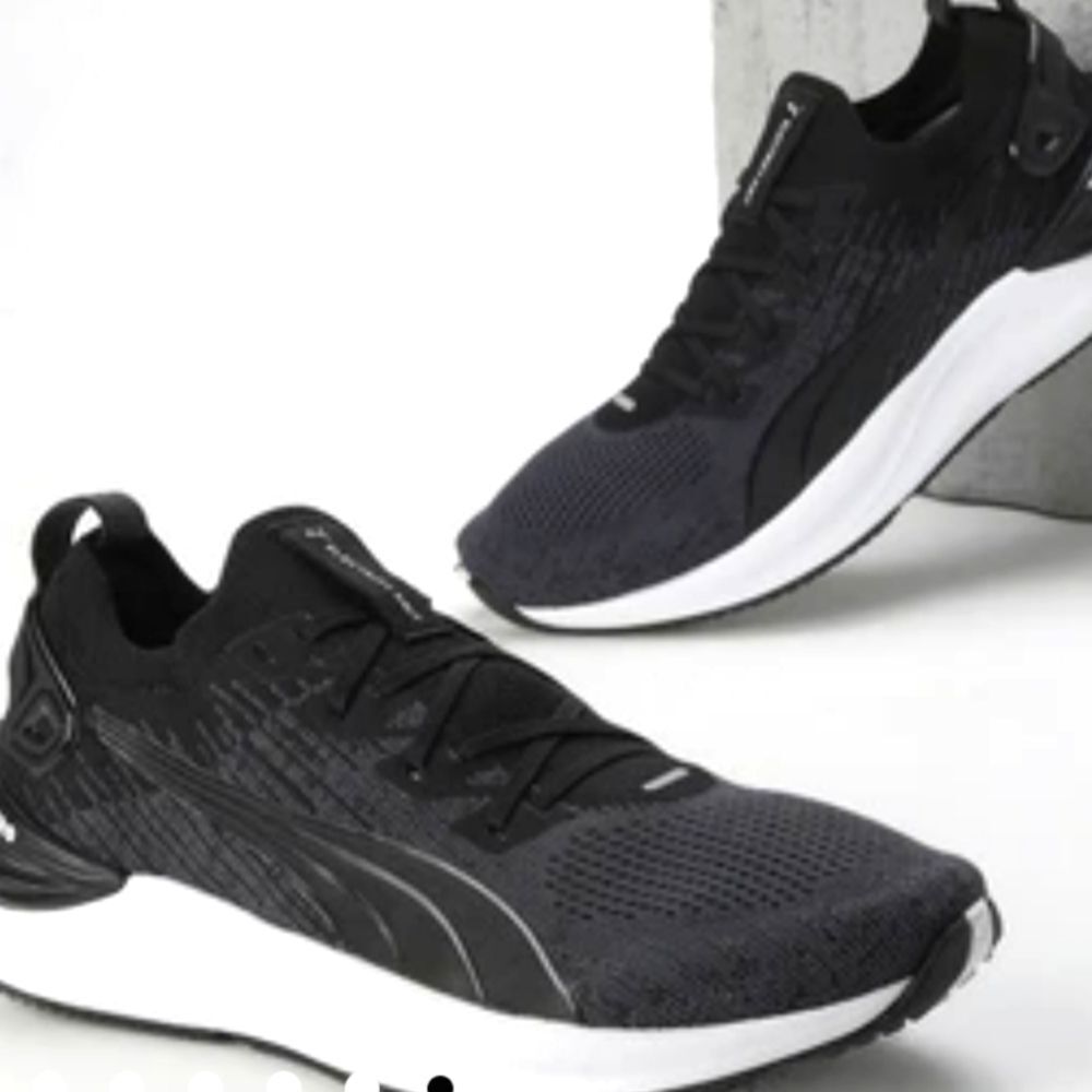 Puma Electrify Nitro 3 Knit Perforated Running Shoe- Black